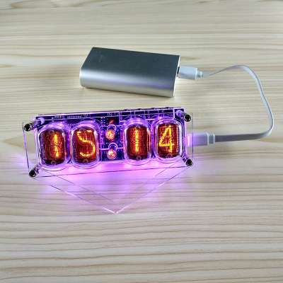 IN-12 Nixie Clock 4-Digit DS3231 Nixie Clock with Colorful LED Backlight Version (Without Tubes)